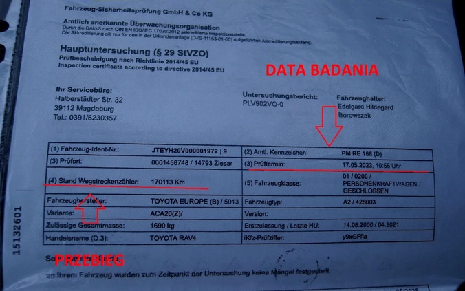 Toyota RAV4 cena 32900 przebieg: 170579, rok produkcji 2000 z Radom małe 529